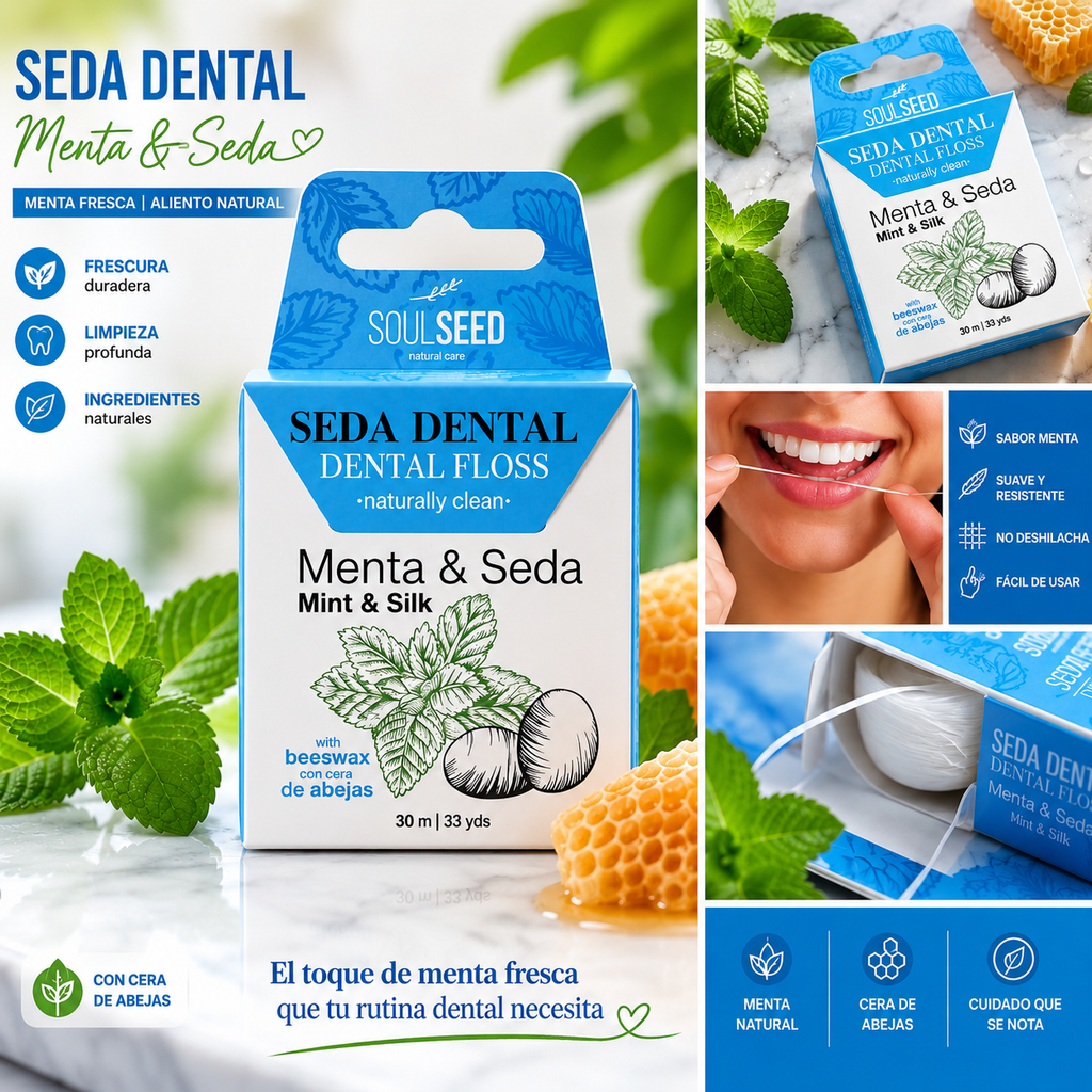 Seda Dental SoulSeed Menta & Seda con Cera de Abejas (30m)