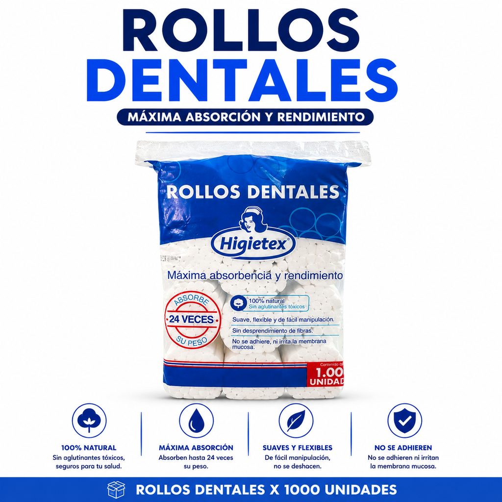 Rollos Dentales higietex  (X 1000 unds)