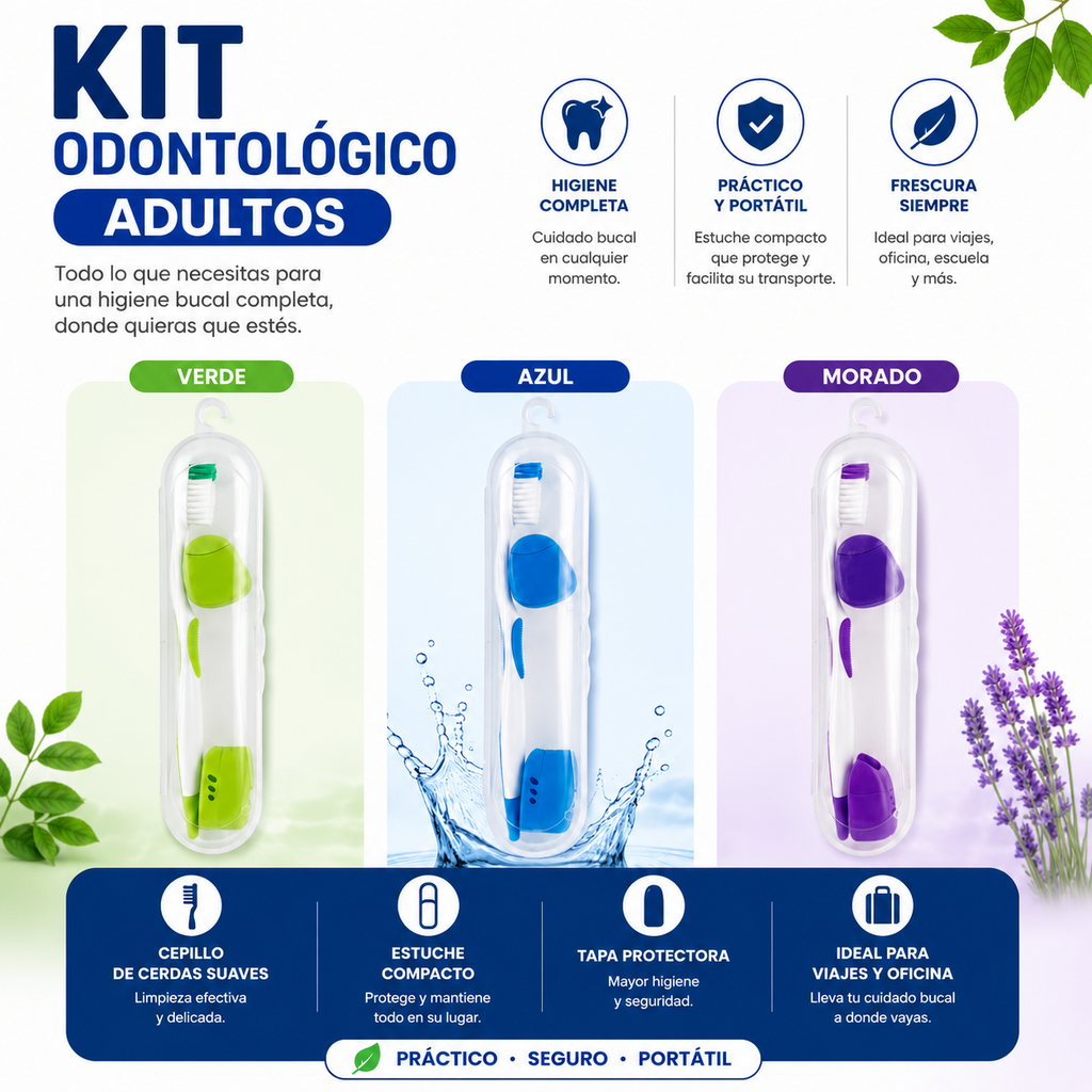 Kit Odontológico para Adultos - Estuche Portátil de Cuidado Oral