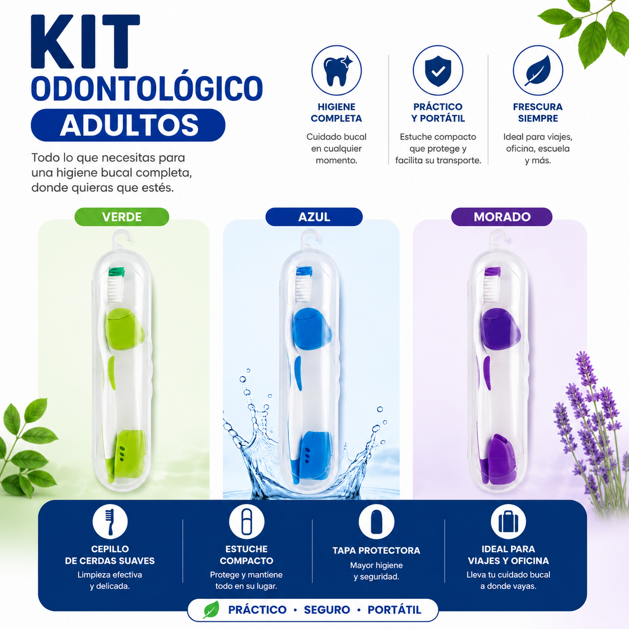 Kit Odontológico para Adultos - Estuche Portátil de Cuidado Oral