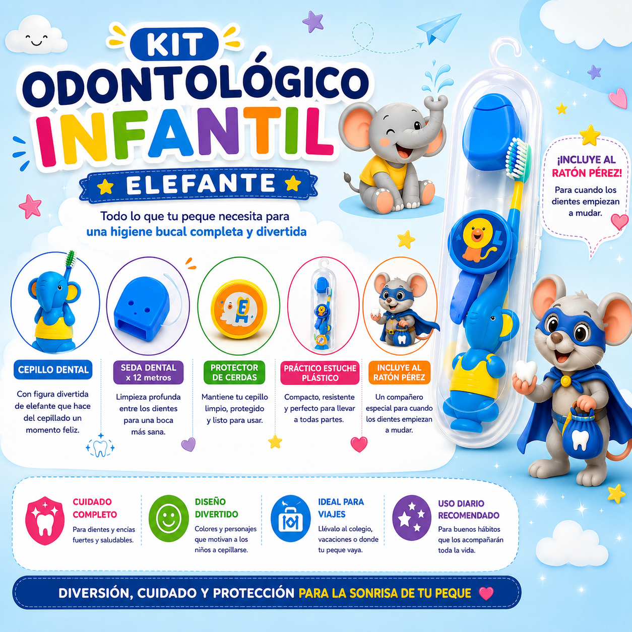 Kit Odontológico Infantil elefante