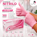 Caja de Guantes de Nitrilo Rosado - Calibre 7 (100 Unidades)