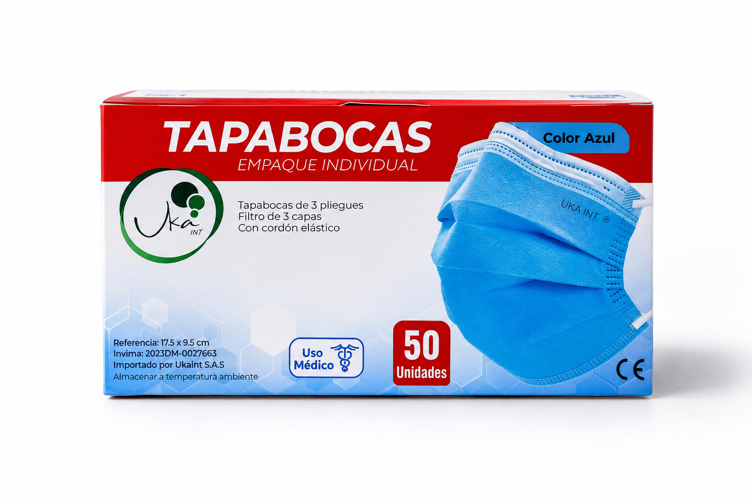 Caja de Tapabocas Desechables Azules - Empaque Individual (50 Unidades)