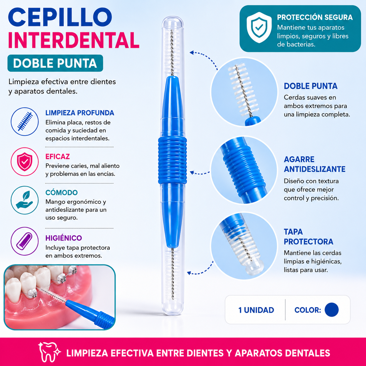 Cepillos Interdentales Doble Punta - Paquete x 12 Unidades