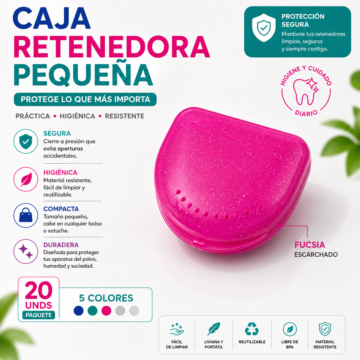 Caja Retenedora Pequeña - Color Fucsia Escarchado