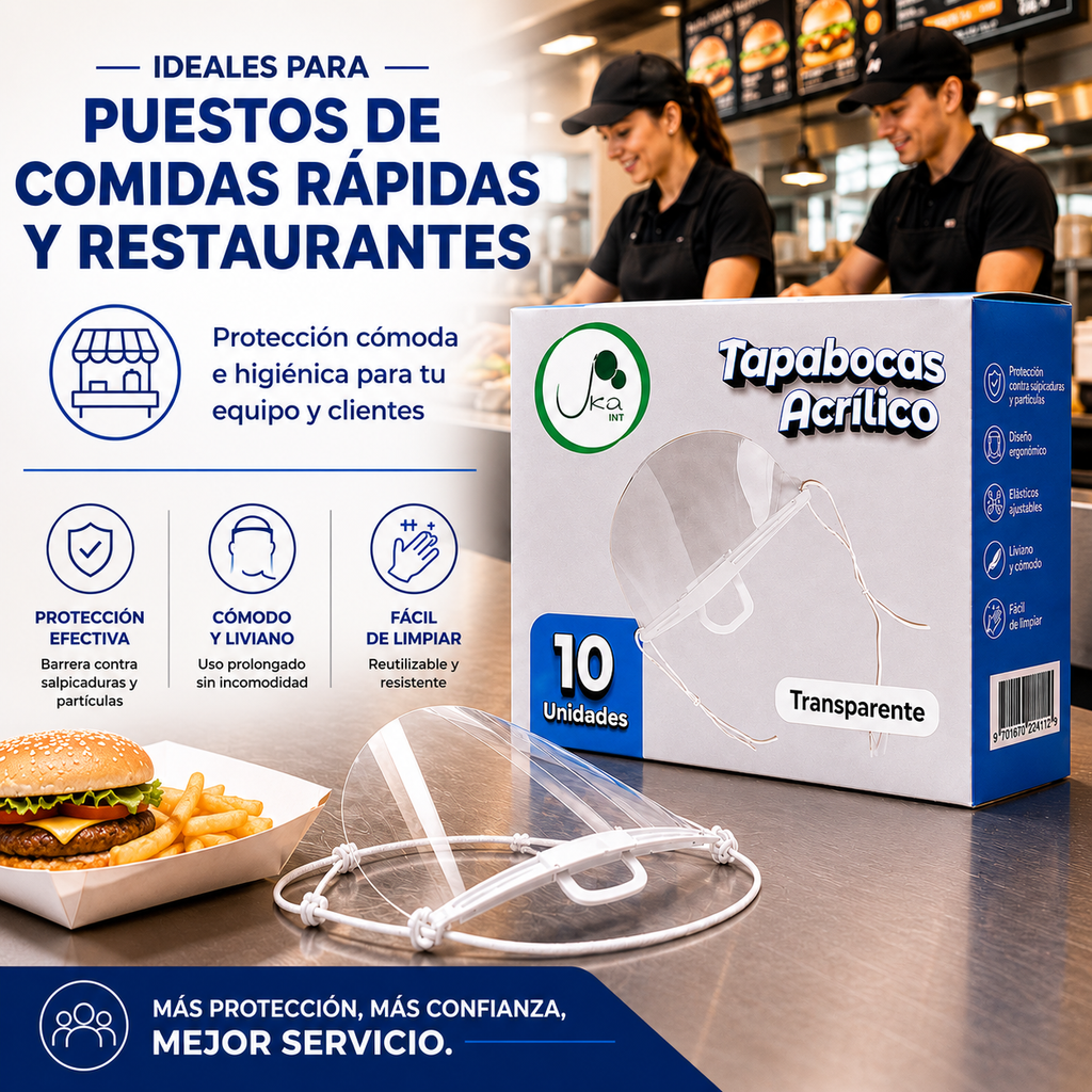 Caja de Tapabocas Acrílicos Transparentes - Reutilizables (10 Unidades)
