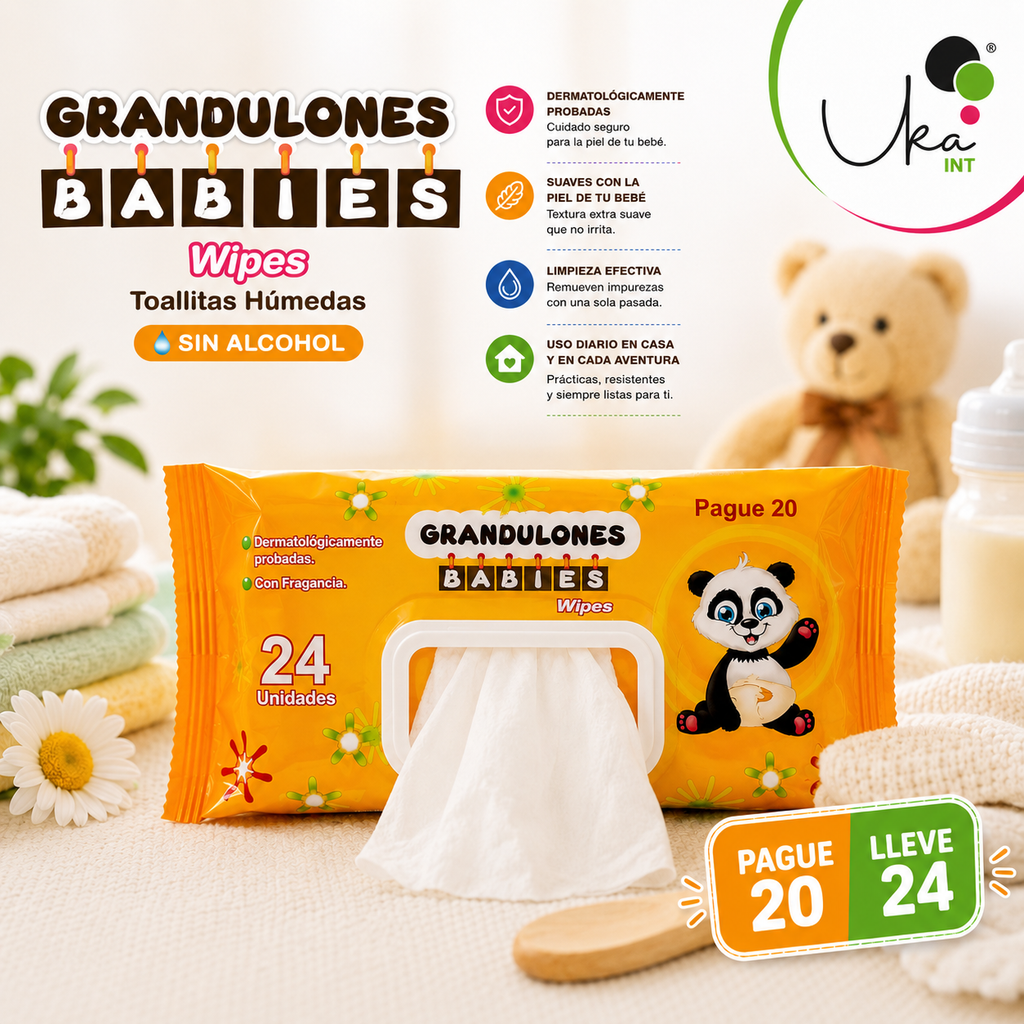 Toallitas Húmedas Grandulones BABIES - (Paquete x 24 Unidades)