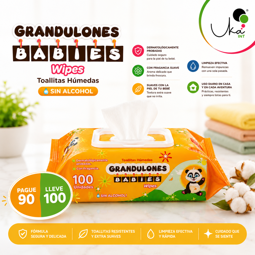 Toallitas Húmedas Grandulones BABIES (Paquete x 100 Unidades)