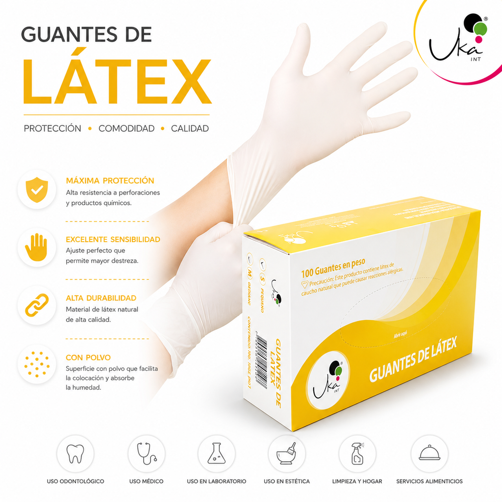 Caja de Guantes de Látex con Polvo (100 Unidades)