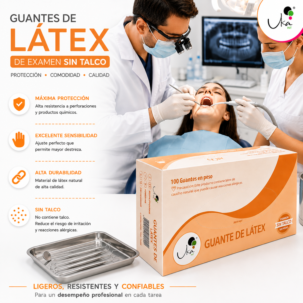 Caja de Guantes de Látex Sin Polvo (100 Unidades)
