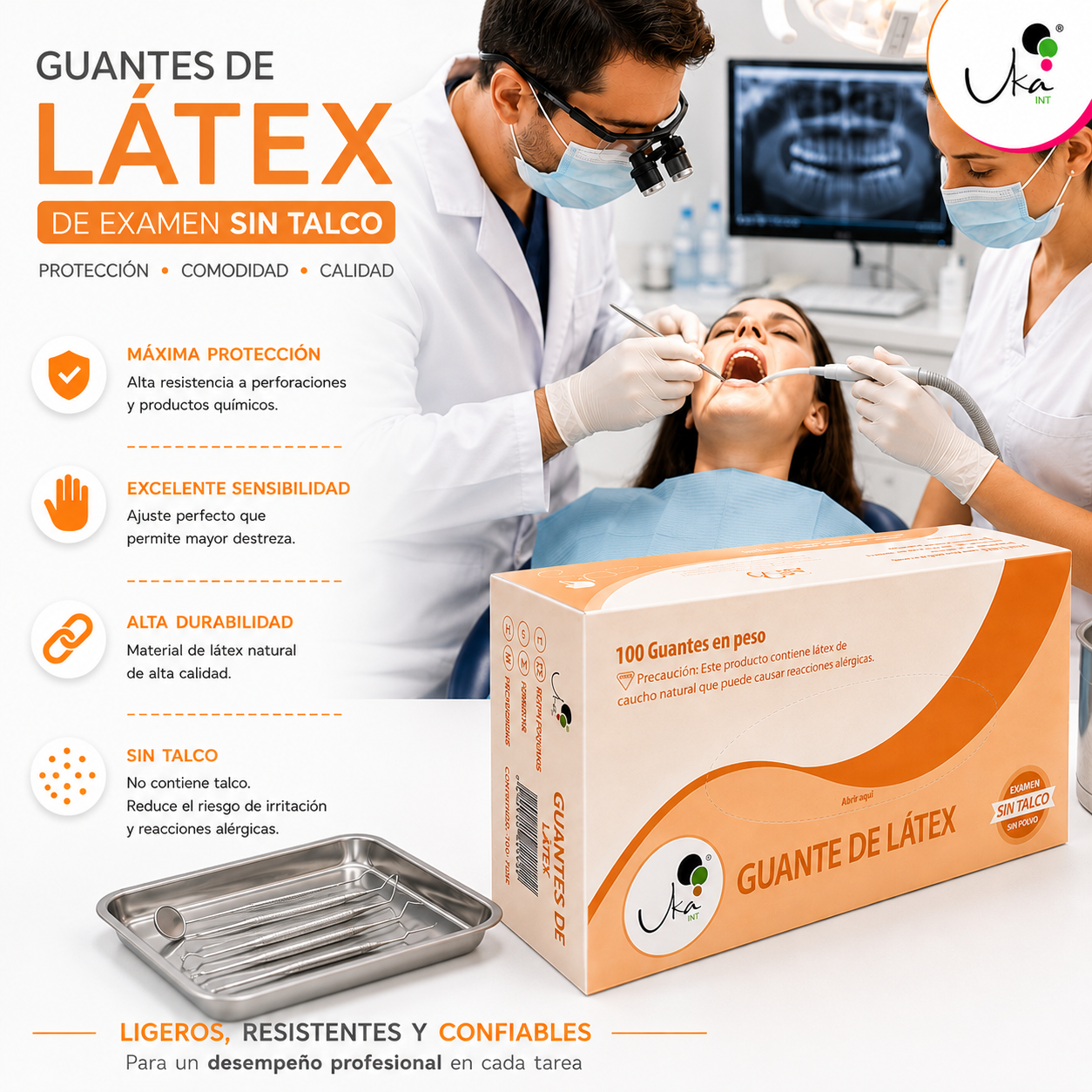 Caja de Guantes de Látex Sin Polvo (100 Unidades)