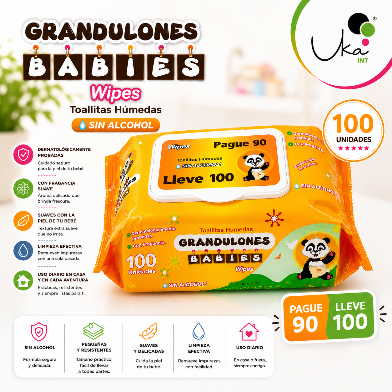 Toallitas Húmedas Grandulones BABIES (Paquete x 100 Unidades)