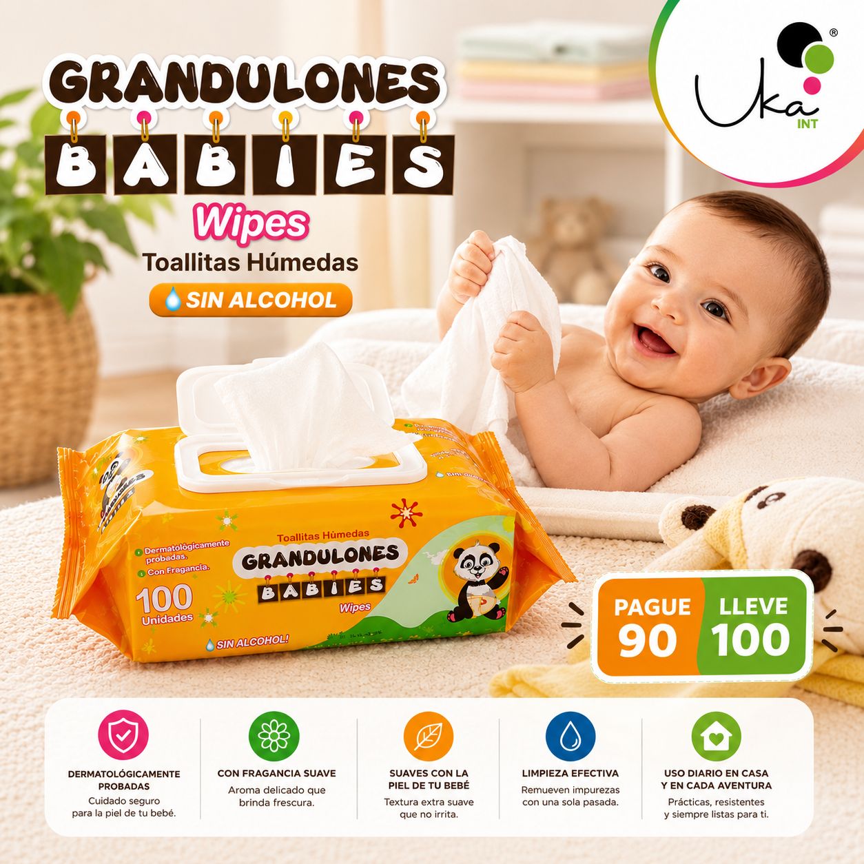Toallitas Húmedas Grandulones BABIES (Paquete x 100 Unidades)