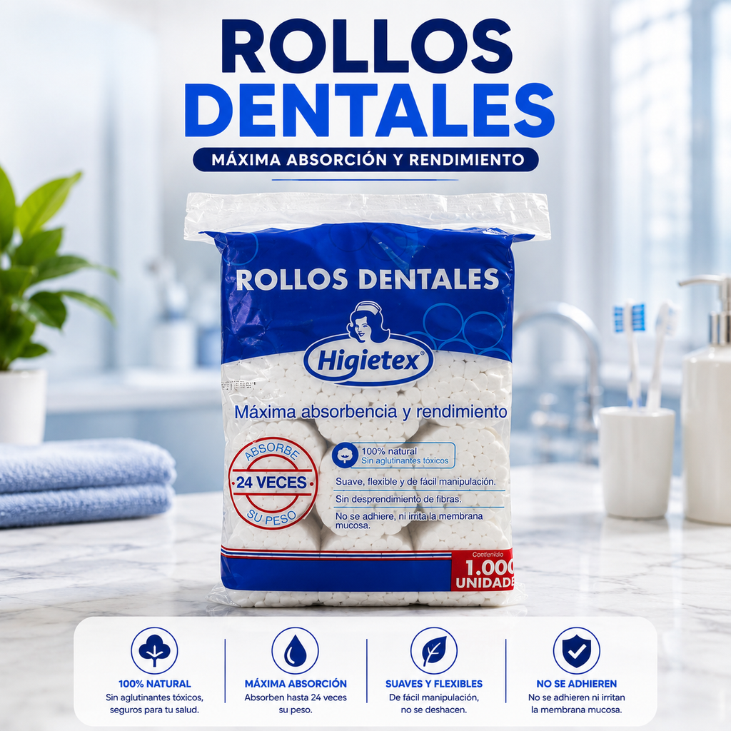 Rollos Dentales higietex  (X 1000 unds)