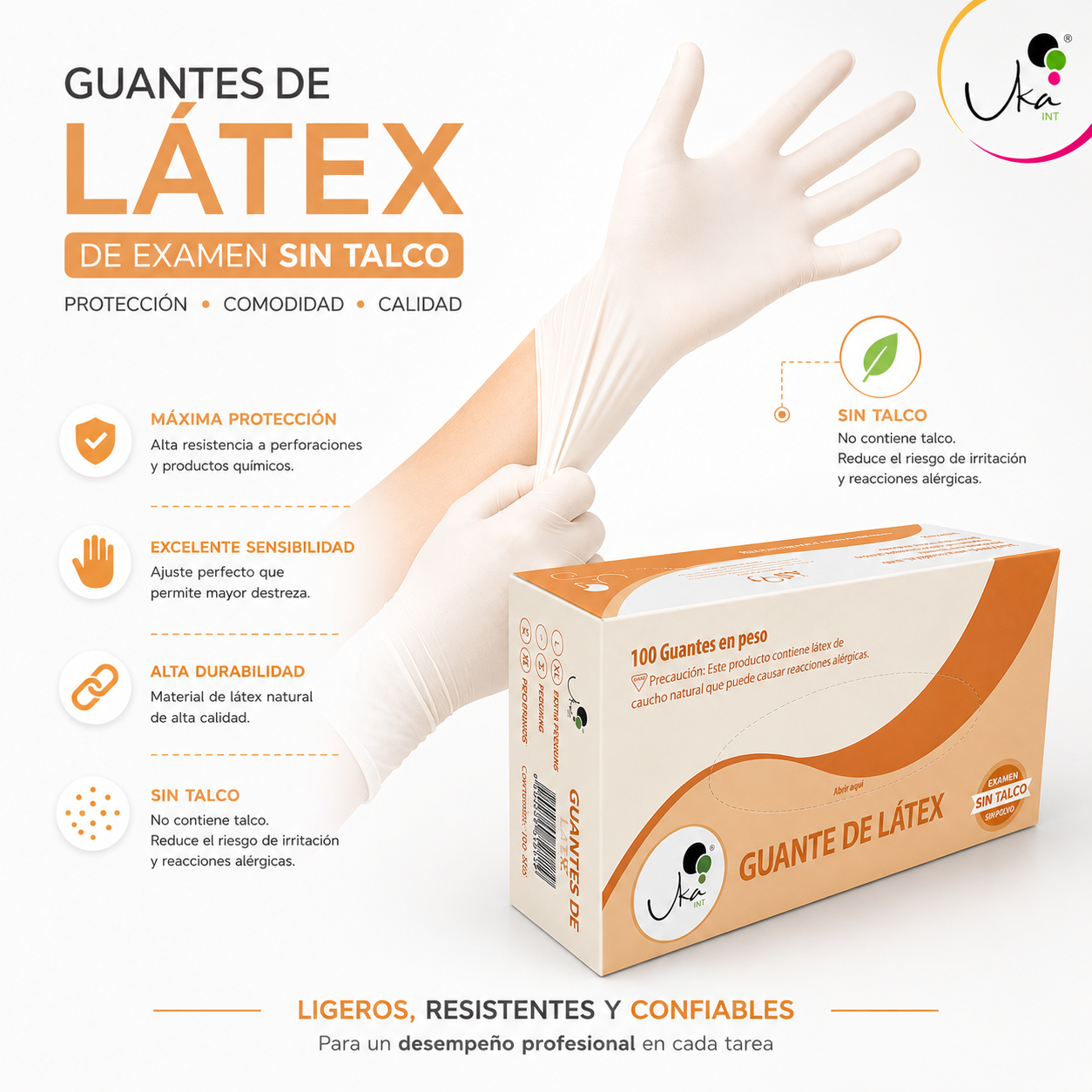Caja de Guantes de Látex Sin Polvo (100 Unidades)