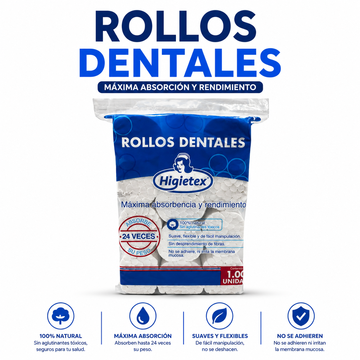 Rollos Dentales higietex  (X 1000 unds)