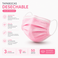 Caja de Tapabocas Desechables Rosados - (Sin Empaque Individual)