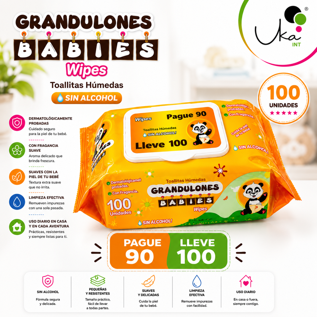 Toallitas Húmedas Grandulones BABIES (Paquete x 100 Unidades)