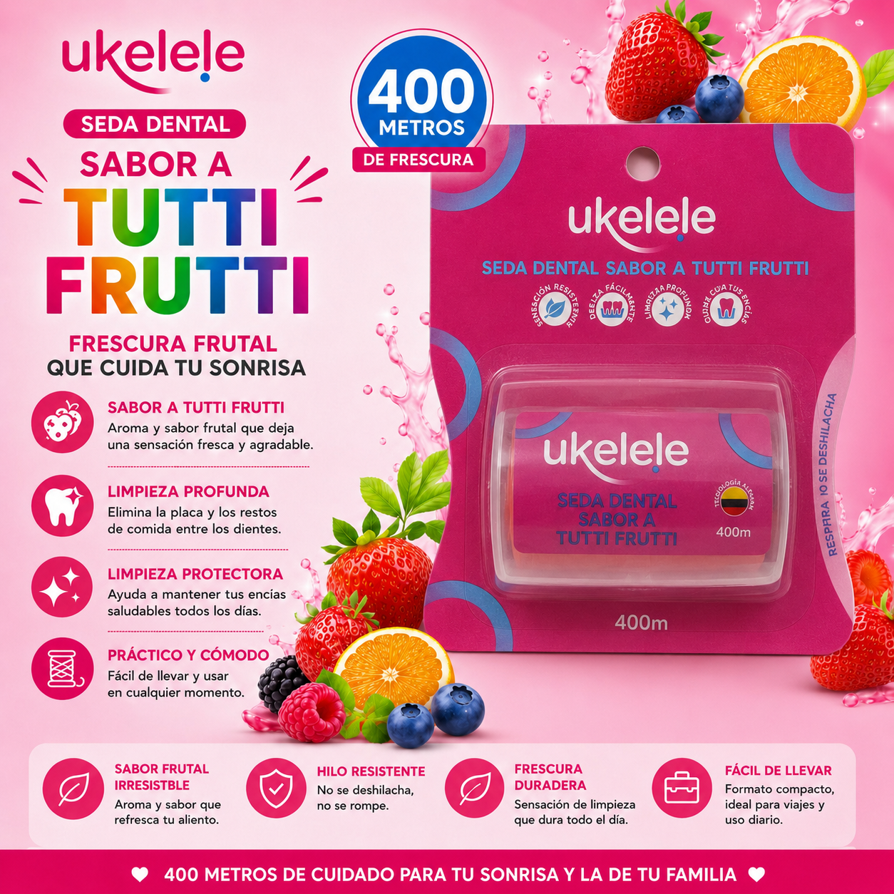 Seda Dental Ukelele tutti frutti x 400 MTRS