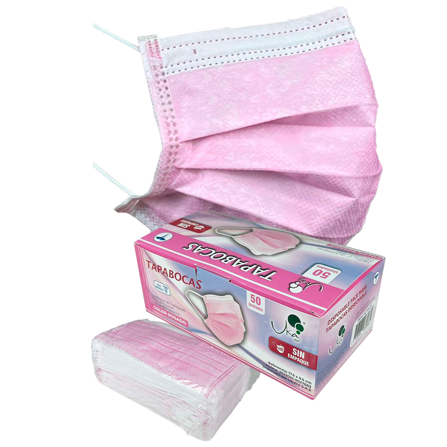 Tapabocas Rosado sin Empaque Individual x 50 UND