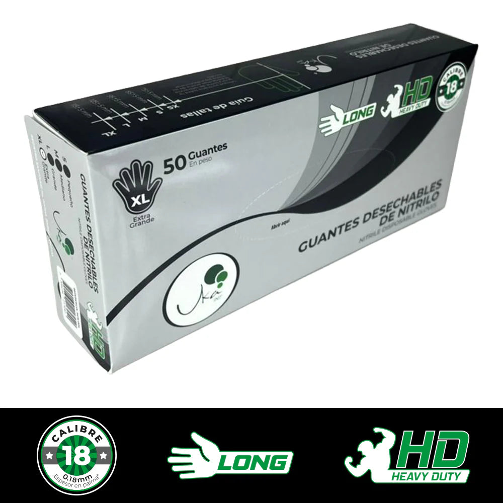 Guante Nitrilo Negro HD cal 18 x 100 UND