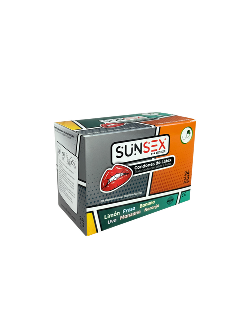 Caja de Condones SUNSEX Texturizados con Sabores (72 Unidades)