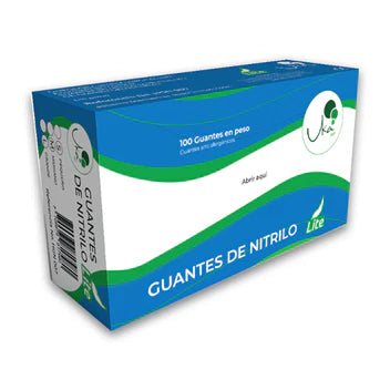 Guantes de nitrilo lite azul calibre 6 x 100 UND