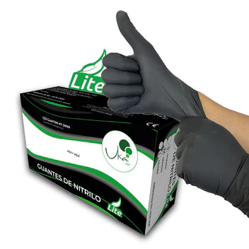 Guantes de nitrilo lite Negro calibre 6 x 100 UND