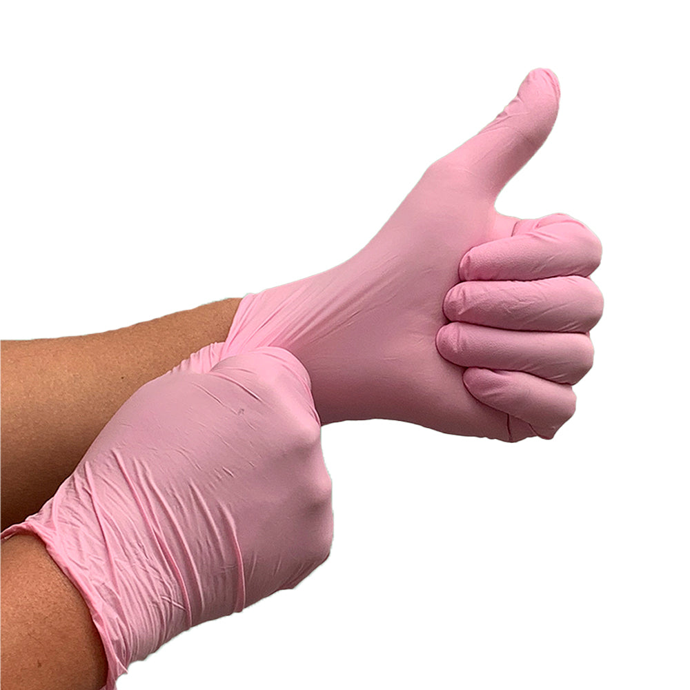 Guante Nitrilo rosado cal 7 x 100 und