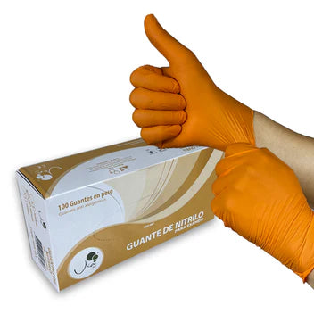 Guante Nitrilo naranja cal 7 x 100 und