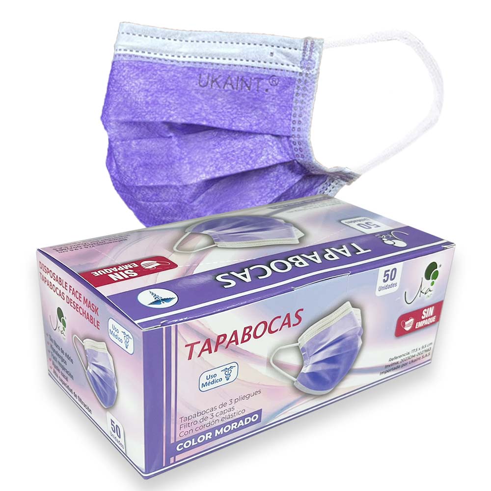 Tapabocas Morado sin Empaque Iindividual x 50 UND