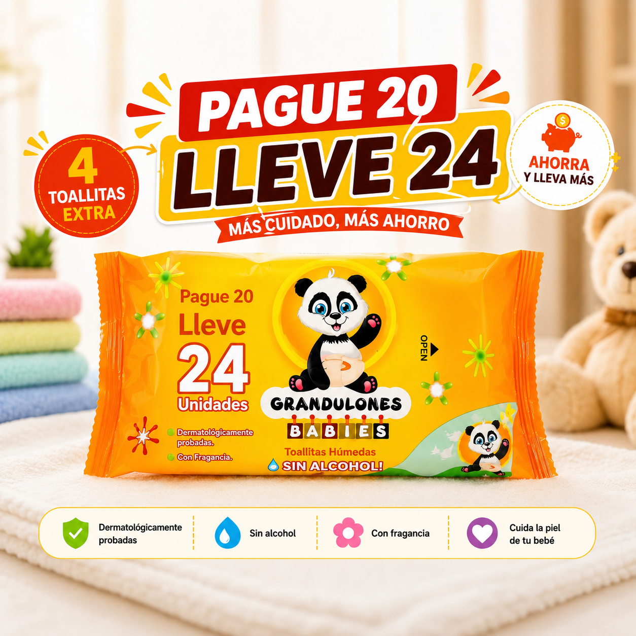 Toallitas Húmedas Grandulones BABIES - (Paquete x 24 Unidades)