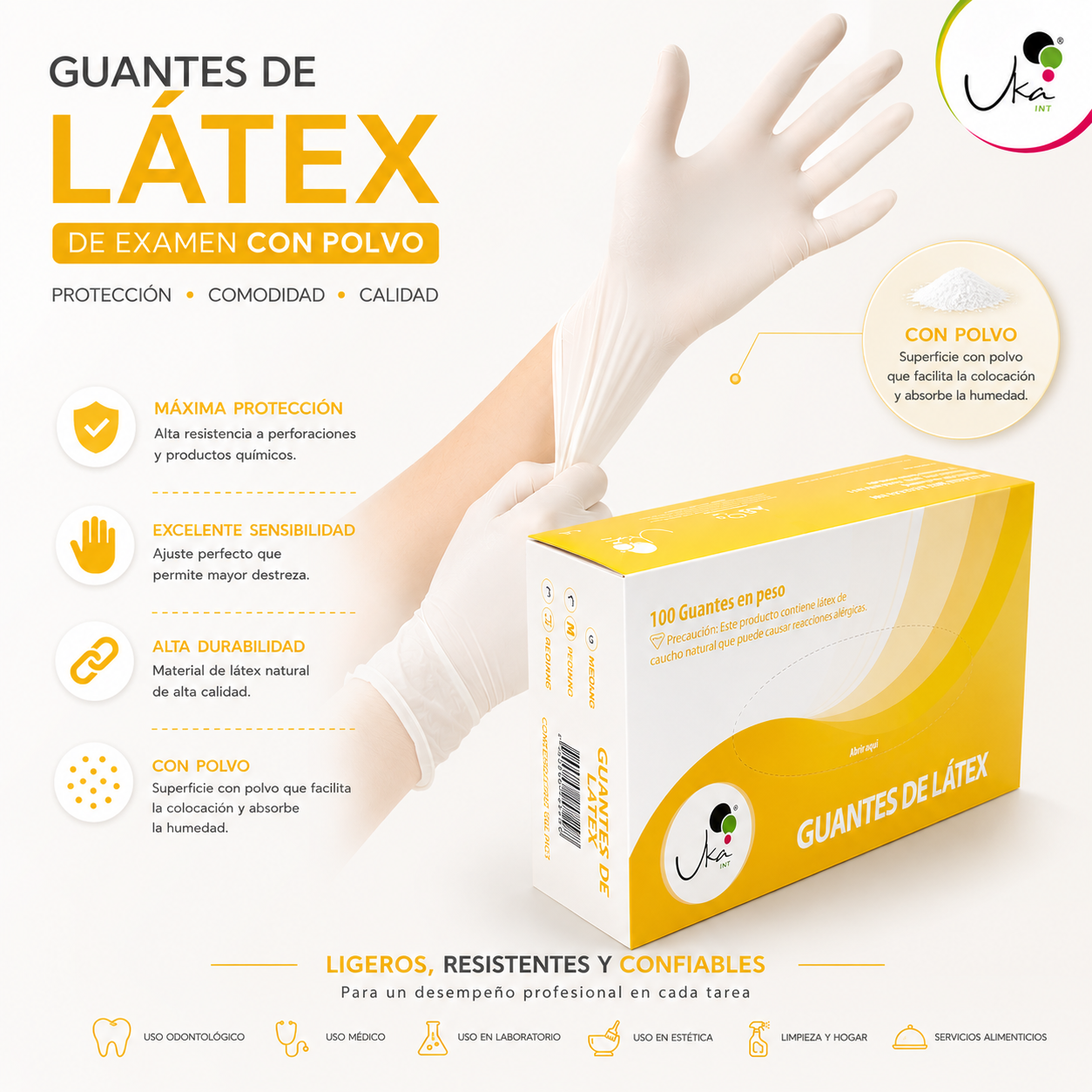 Caja de Guantes de Látex con Polvo (100 Unidades)