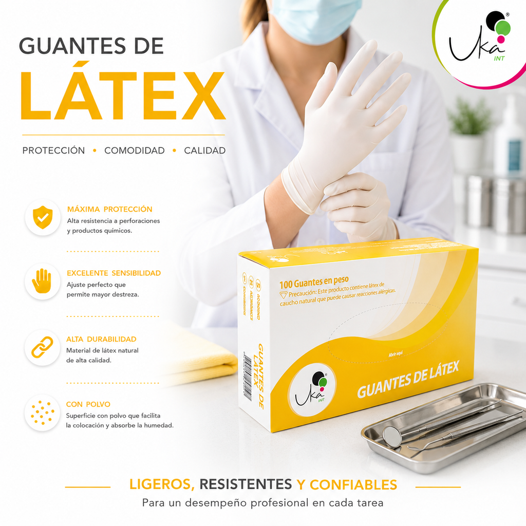Caja de Guantes de Látex con Polvo (100 Unidades)