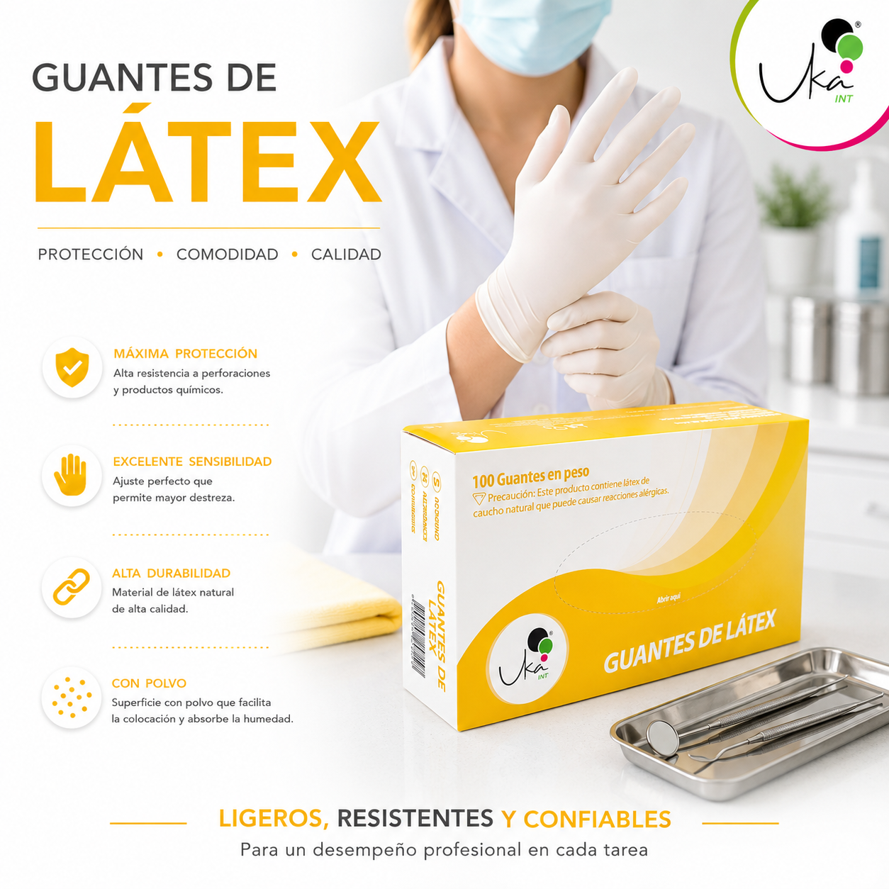 Caja de Guantes de Látex con Polvo (100 Unidades)