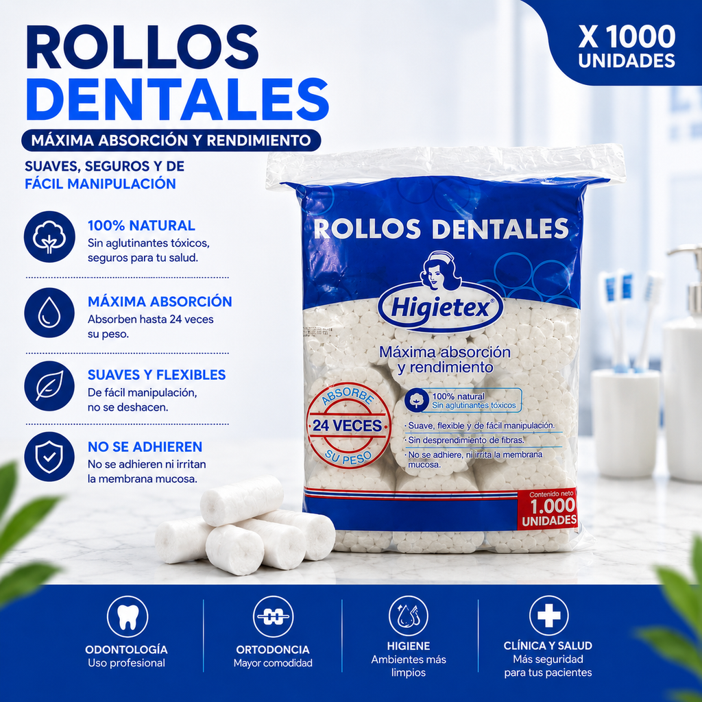 Rollos Dentales higietex  (X 1000 unds)