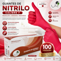 Caja de Guantes de Nitrilo Rojo Cereza - Calibre 7 (100 Unidades)
