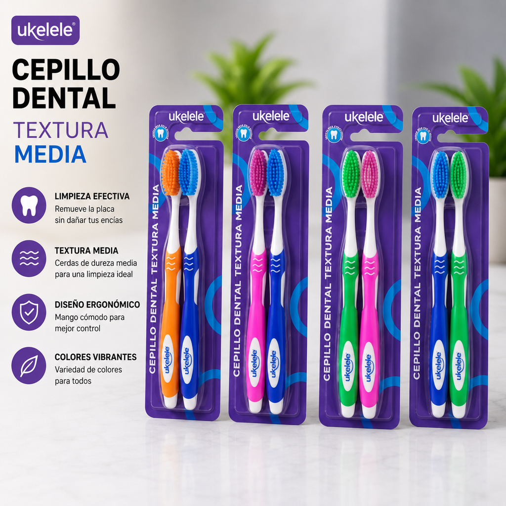 Cepillos Dentales Ukelele (Textura Media) - Paquete x 2