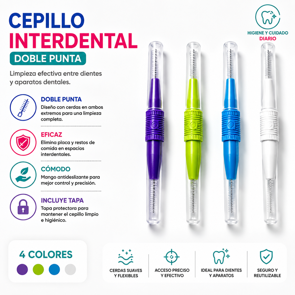 Cepillos Interdentales Doble Punta - Paquete x 12 Unidades