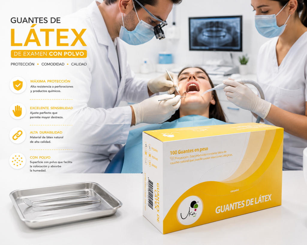 Caja de Guantes de Látex con Polvo (100 Unidades)