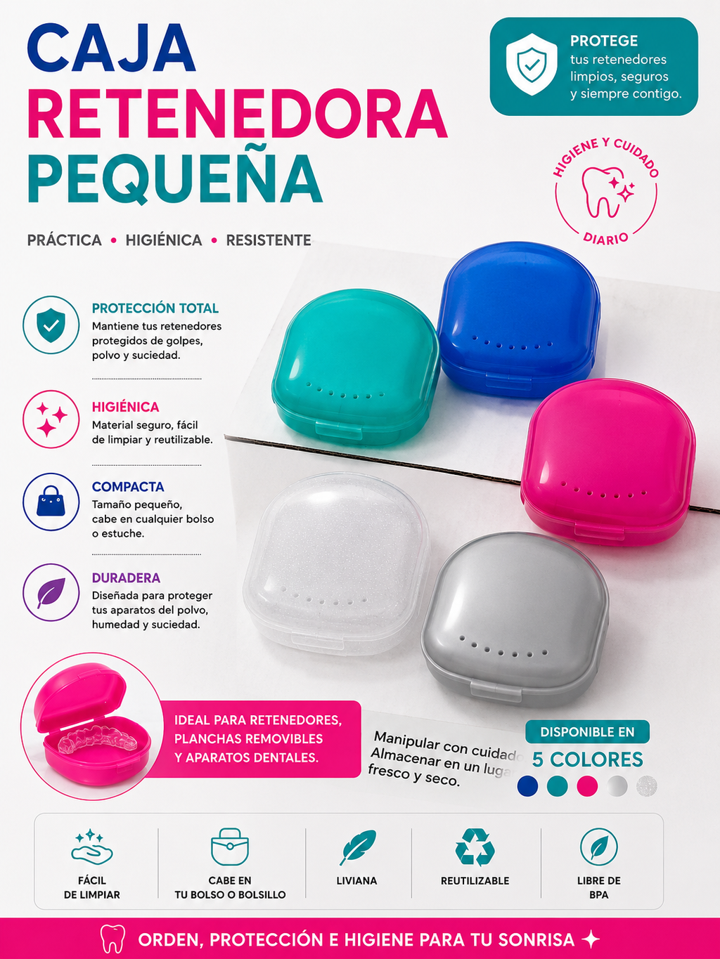 Caja Retenedora Pequeña - Color Gris Plata (Silver)