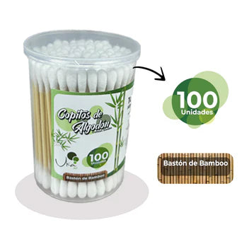 Copitos de Algodón-Bambu x 100 und   (Display  x 12)