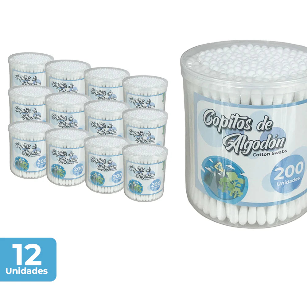 Copitos de Algodón Baston de papel x200 UND (display x 12)