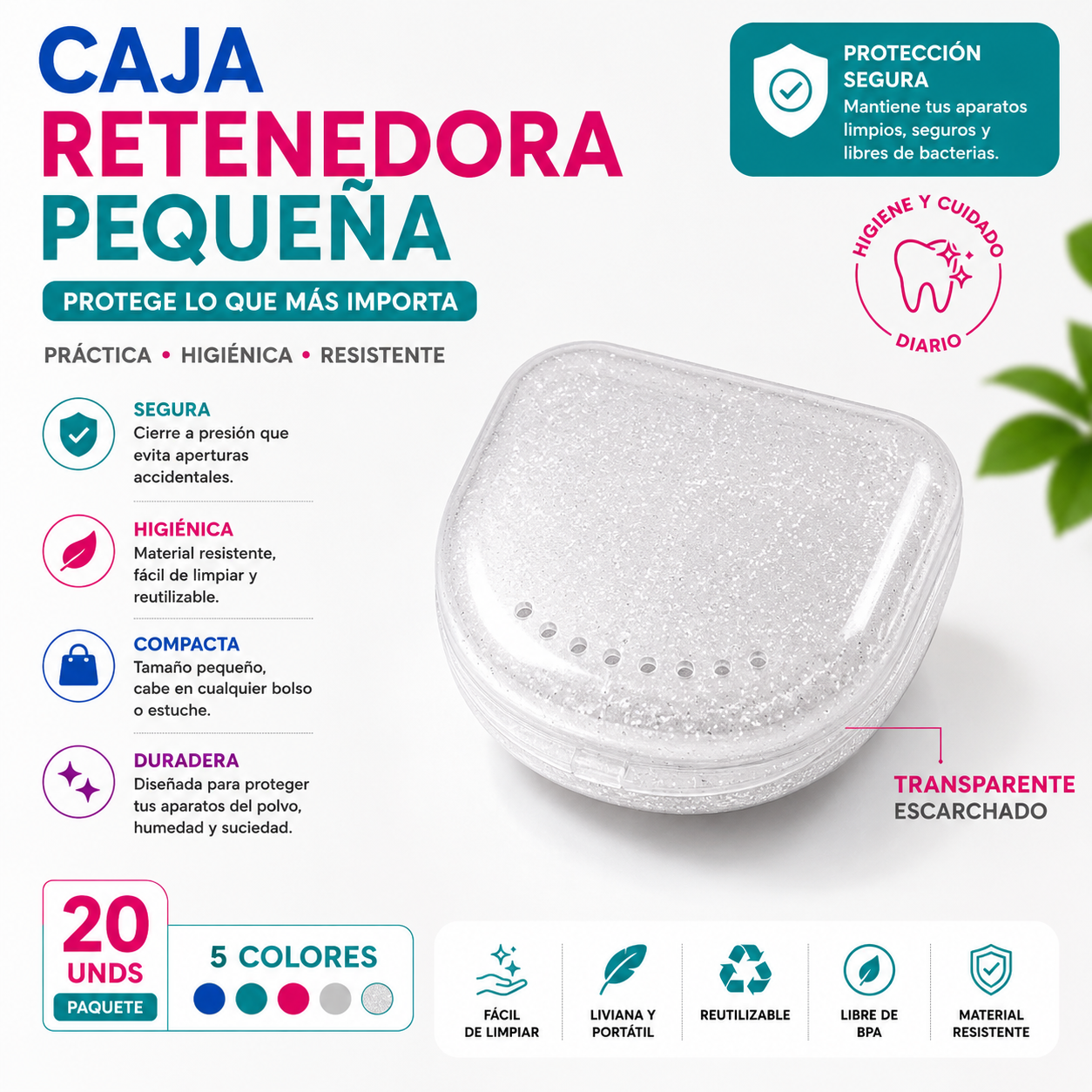 Caja Retenedora Pequeña - Transparente Escarchado