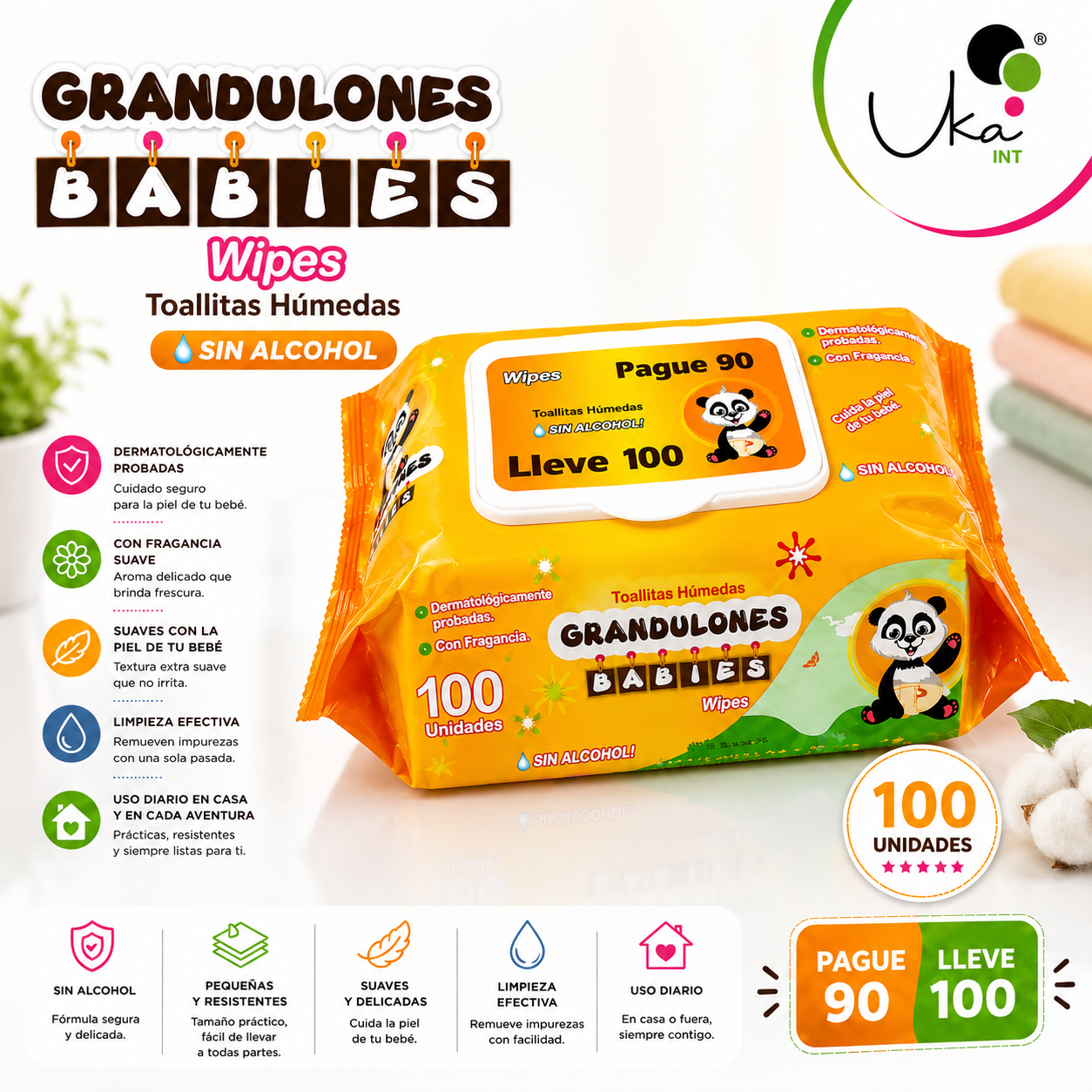 Toallitas Húmedas Grandulones BABIES (Paquete x 100 Unidades)