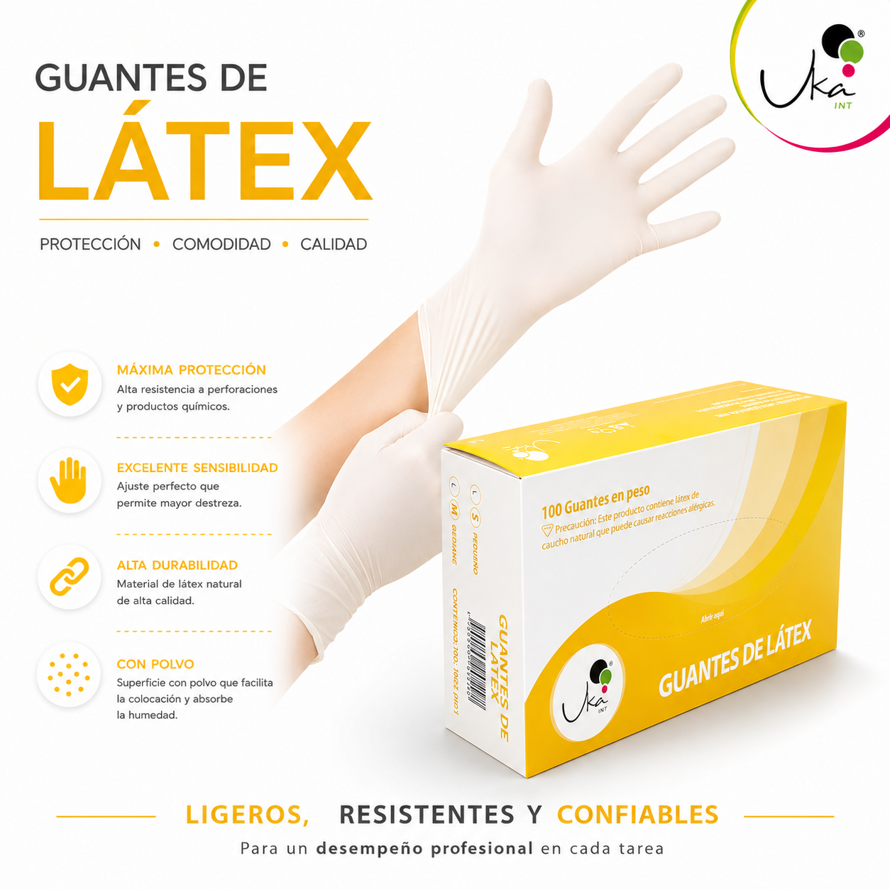 Caja de Guantes de Látex con Polvo (100 Unidades)