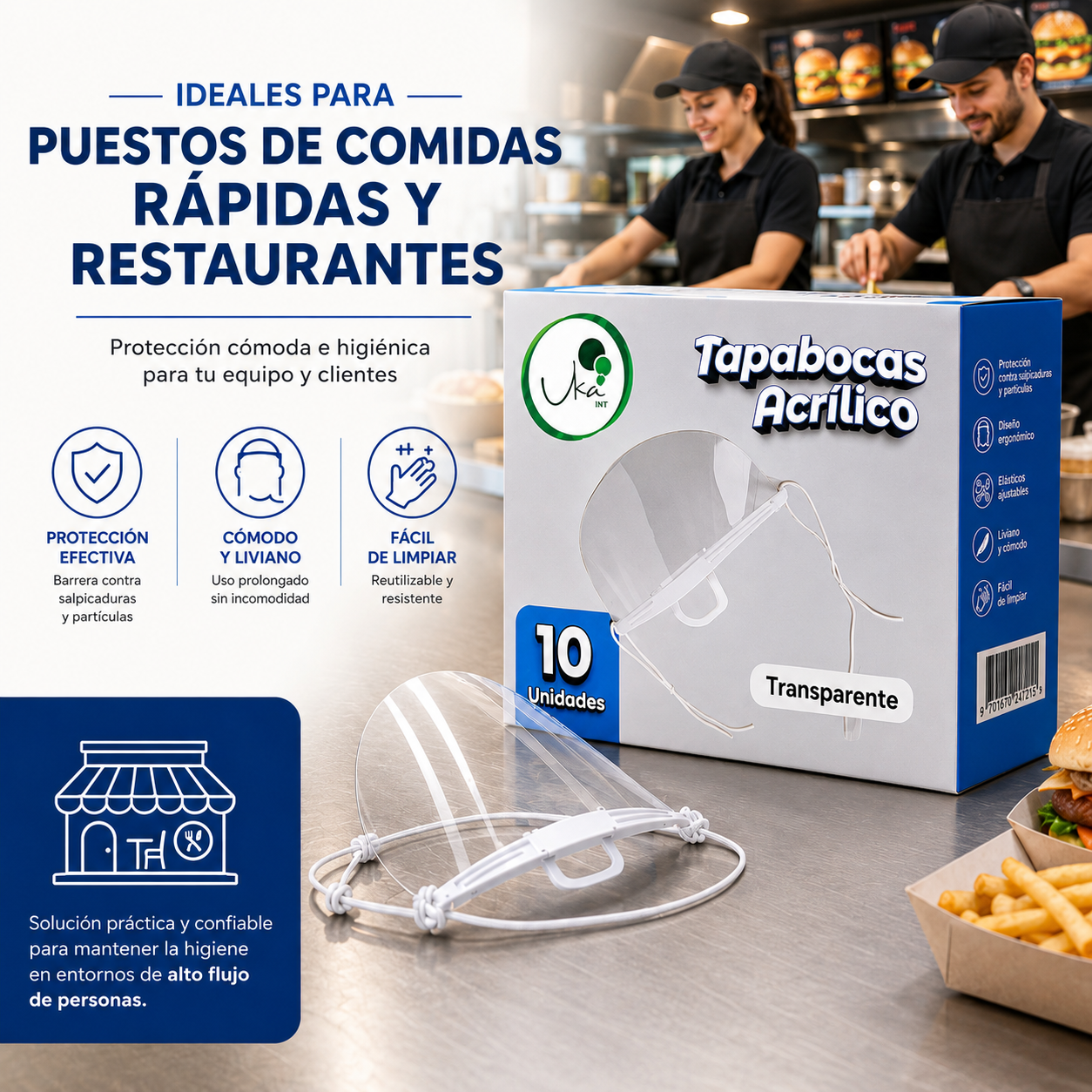 Caja de Tapabocas Acrílicos Transparentes - Reutilizables (10 Unidades)