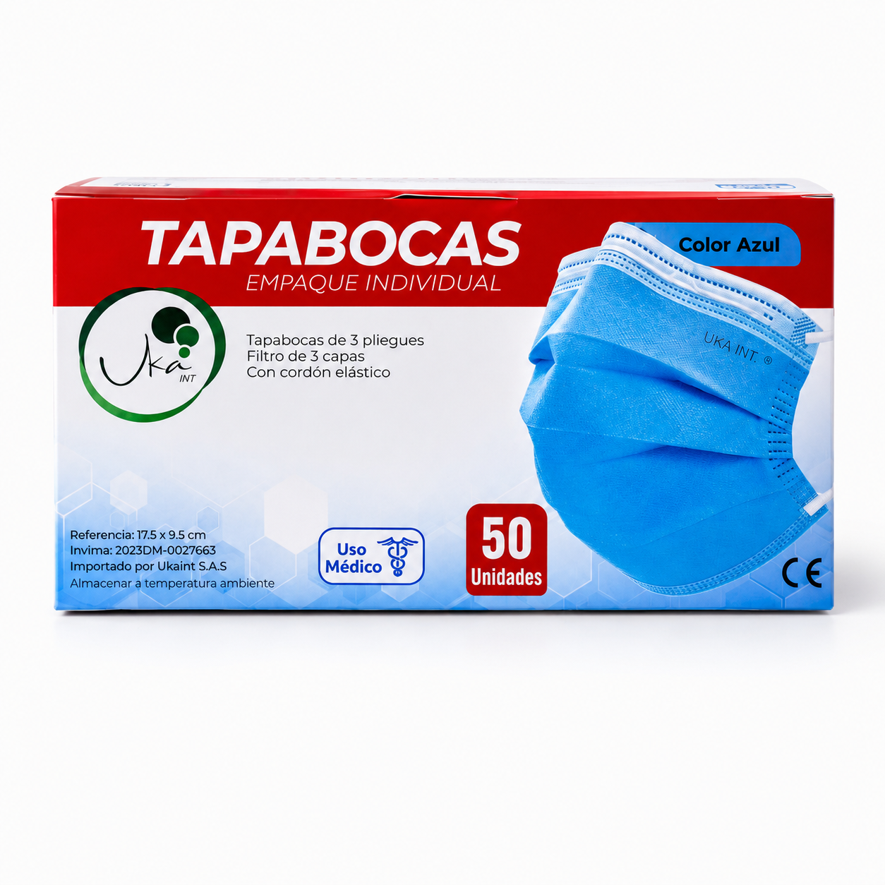 Caja de Tapabocas Desechables Azules - Empaque Individual (50 Unidades)