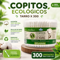 Copitos Ecológicos de Algodón con Palillo de Papel - Tarro x 300 Unidades