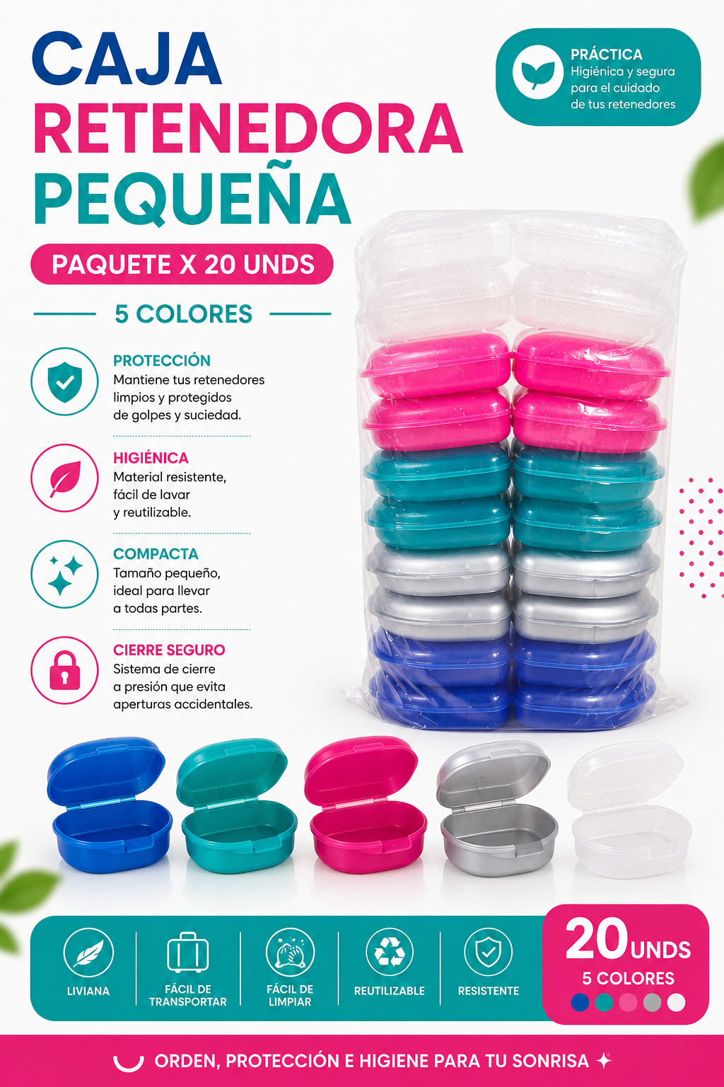 Caja Retenedora Pequeña - Color Gris Plata (Silver)